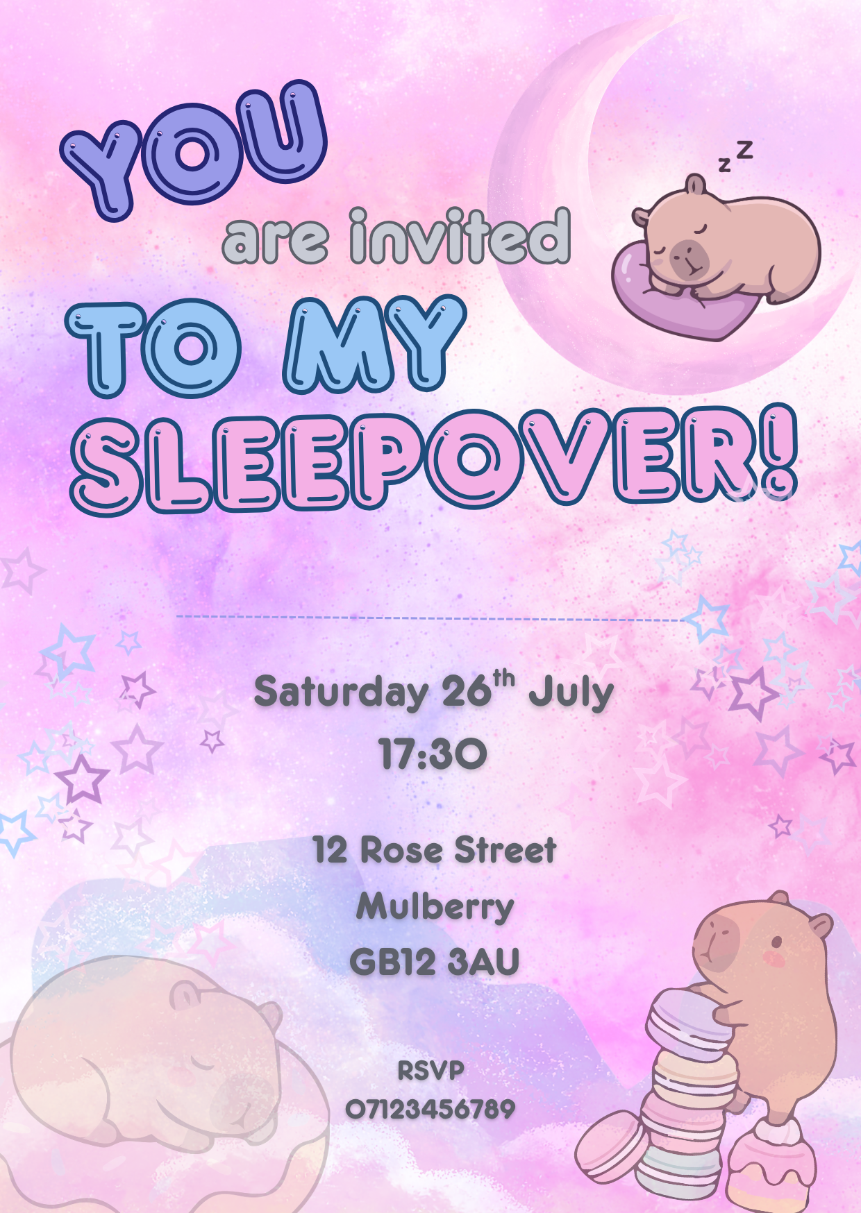 Capybara Sleepover Invitation